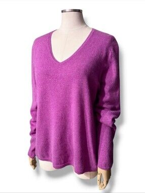 CHARTER CLUB Fuchsia V Neck Cashmere Sweater Size XL100% cashmere